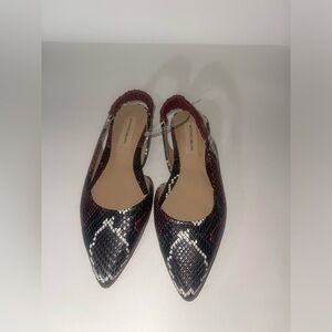 ANTONIO MELANI Red and Black Snakeskin Flats